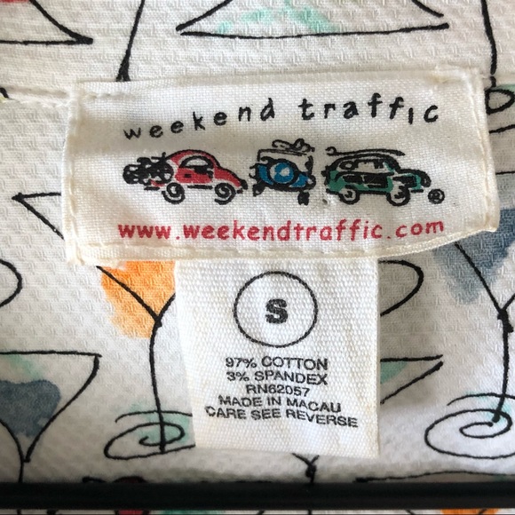 Vintage Weekend Traffic Stretch Cotton One Button Martini Print Blazer Sz Small - Picture 4 of 4